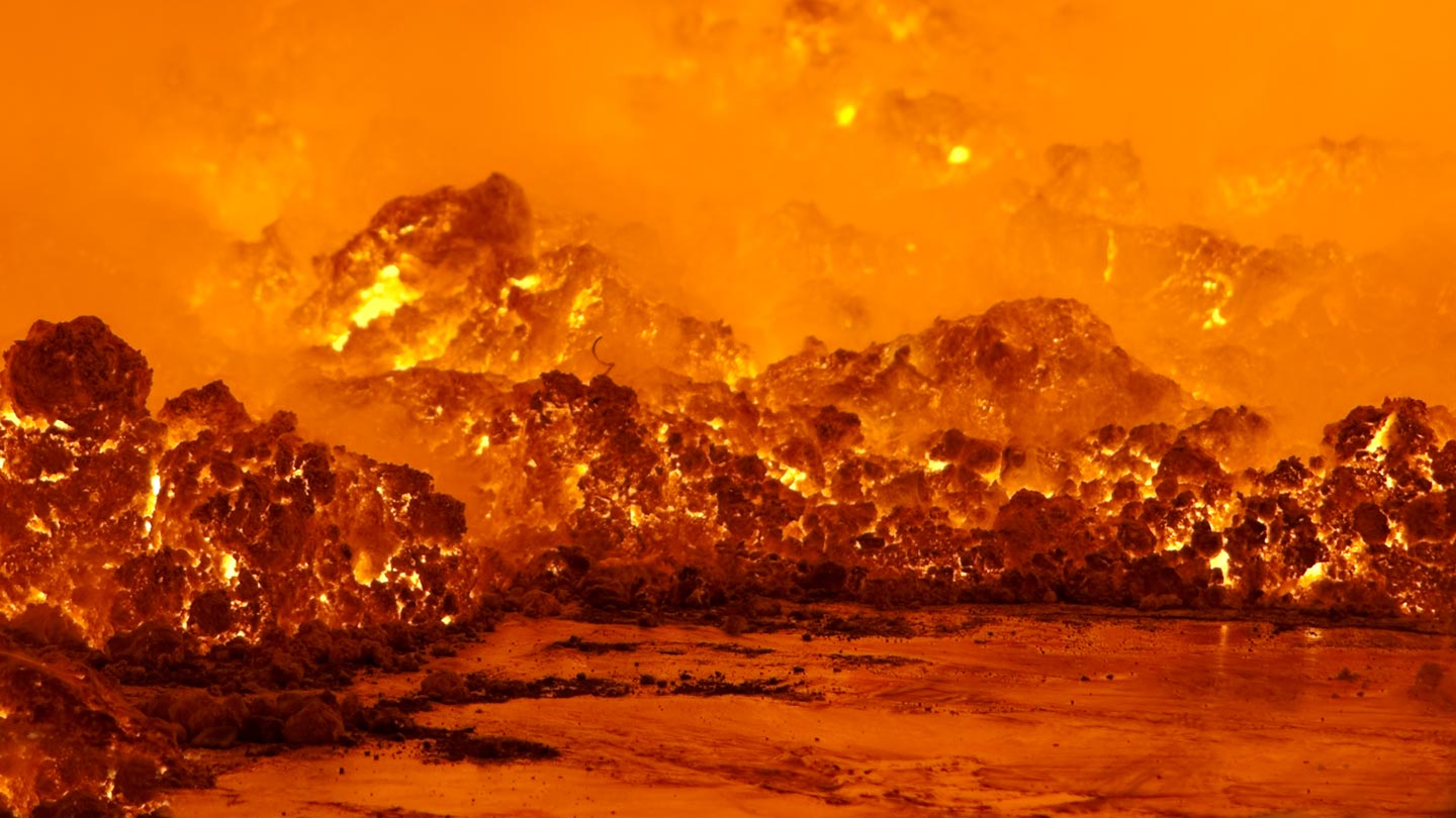 Inside a molten metal furnace