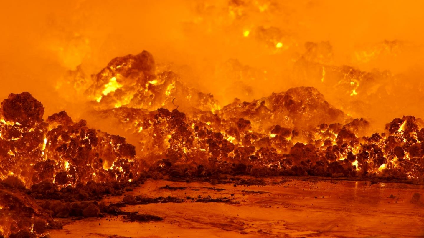 Inside a molten metal furnace