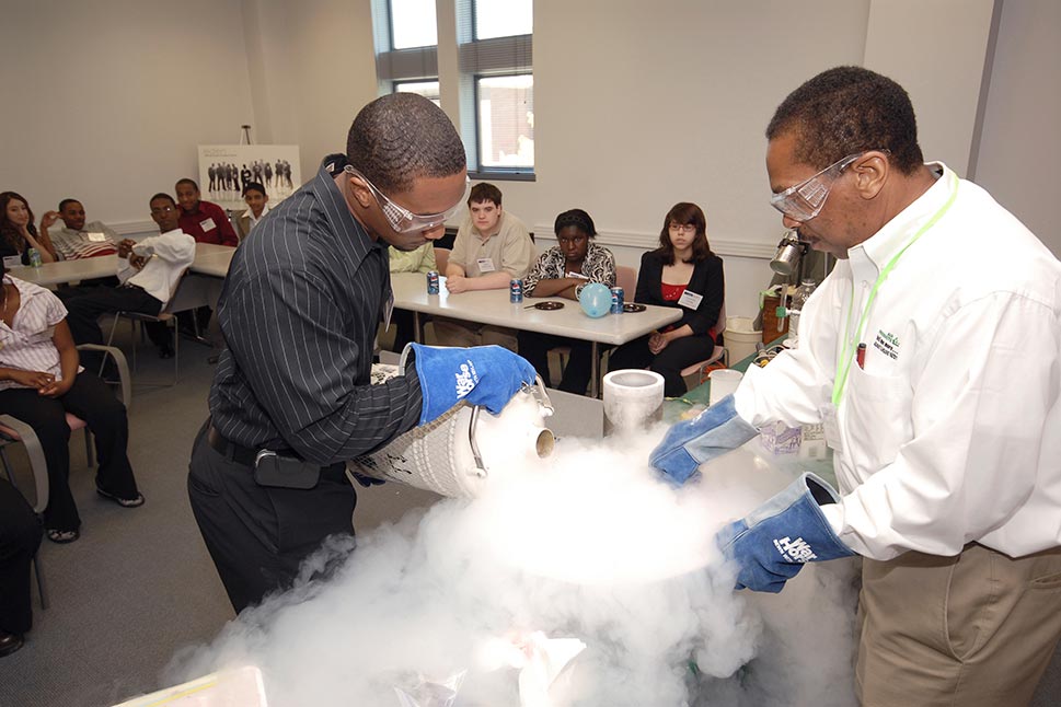 Employees making LIN ice cream